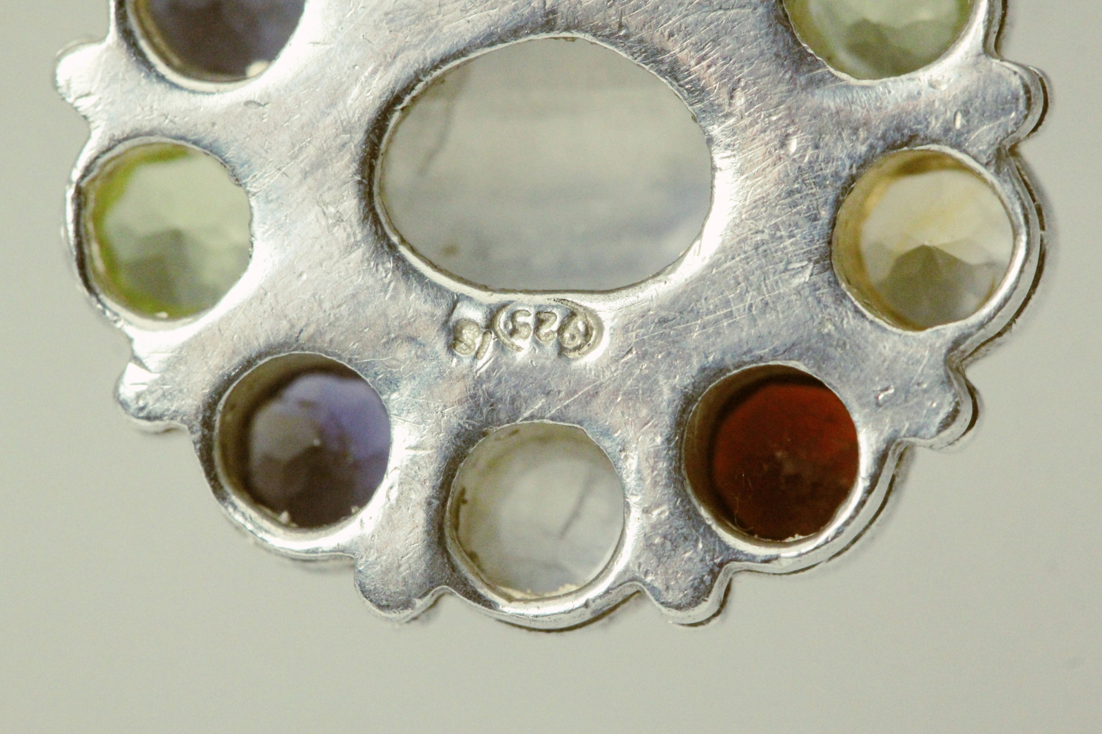 Multi-Gemstone 925 Sterling Silver Long Pendant 13.3 grams (PEN9855)
