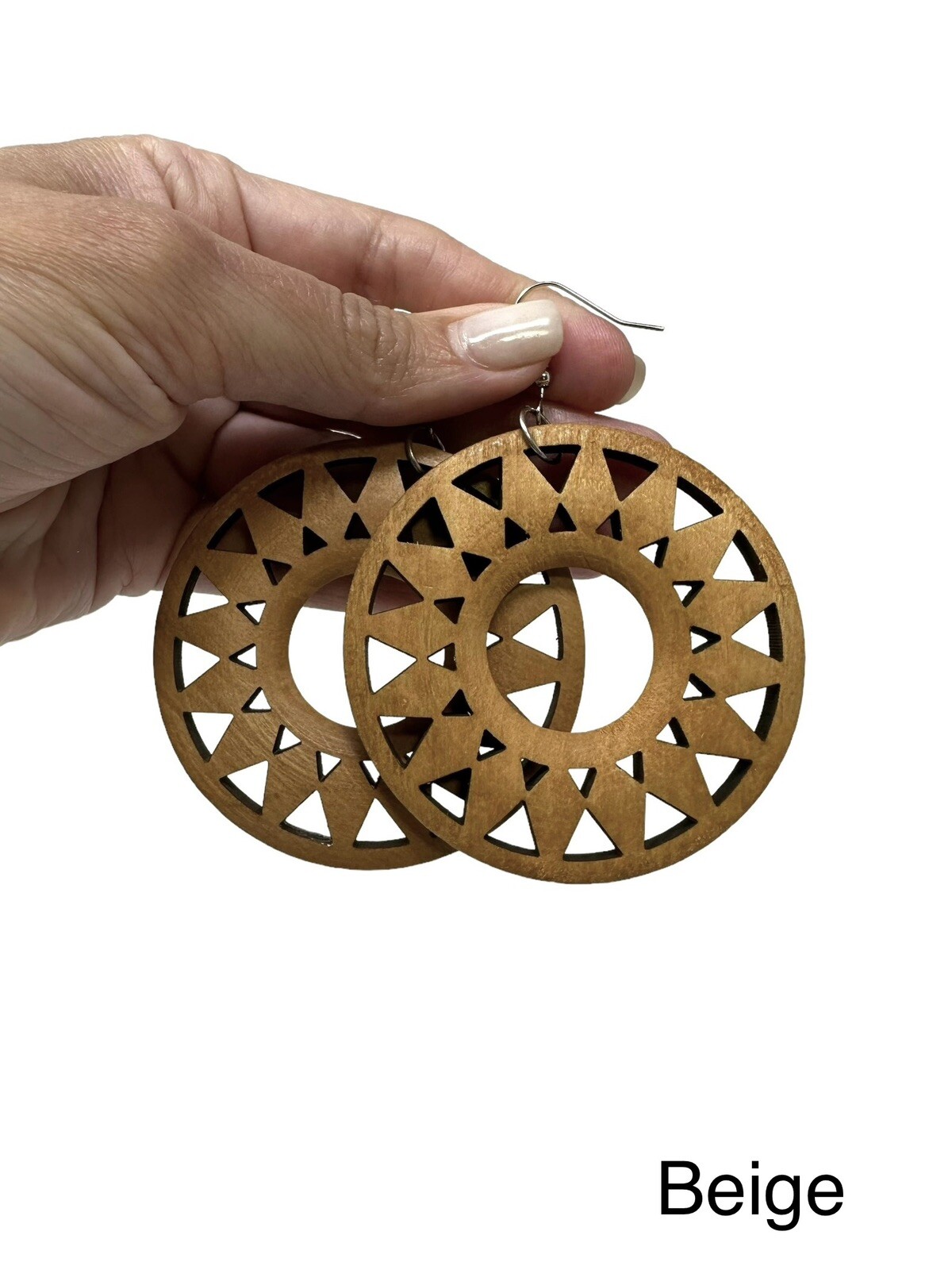 Handcrafted Wooden Earrings with Carved Design – Lightweight Wood Earrings