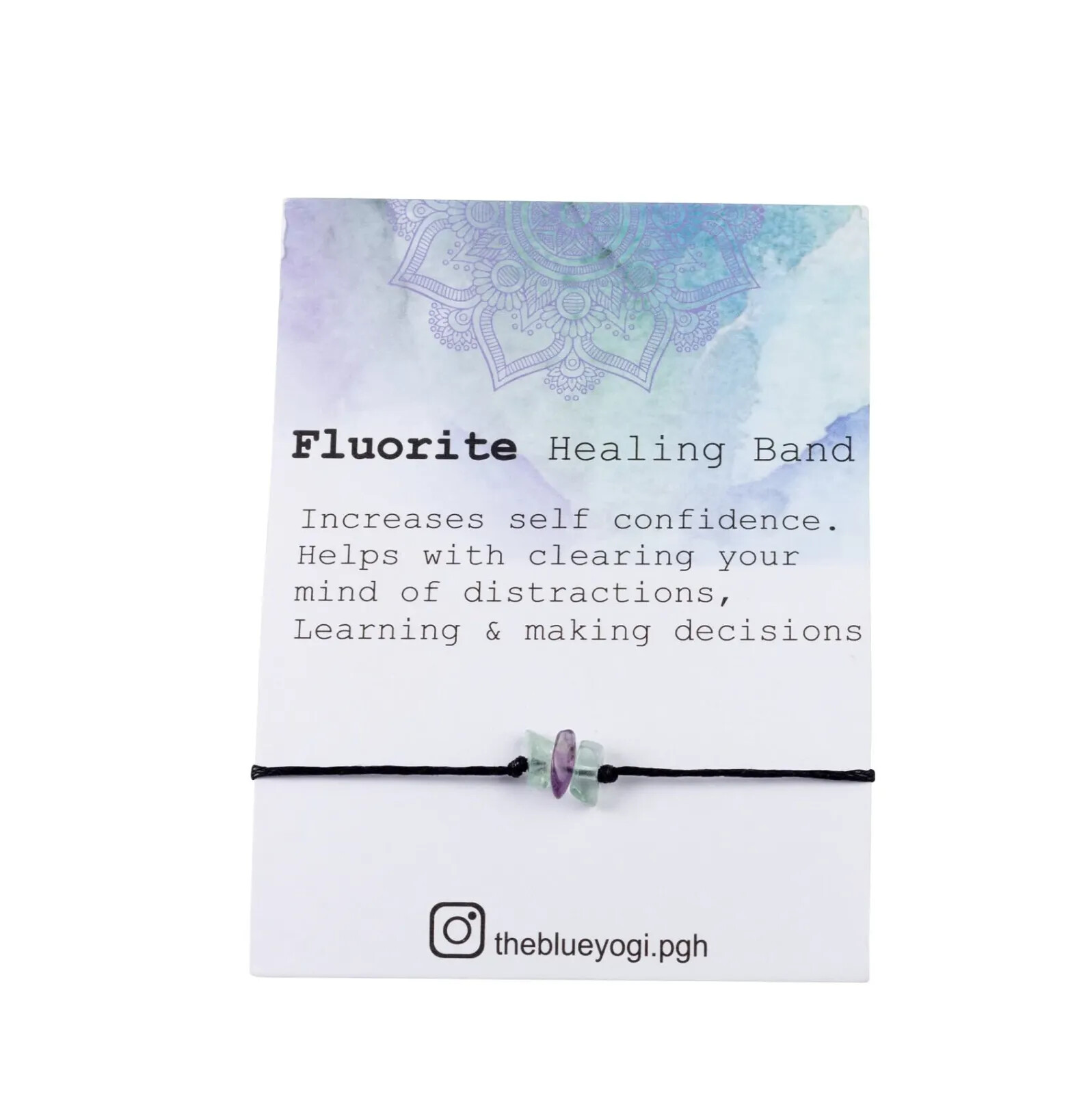 Raw Fluorite Gemstone Healing Band with an Affirmation – Casual, Boho, Chic
