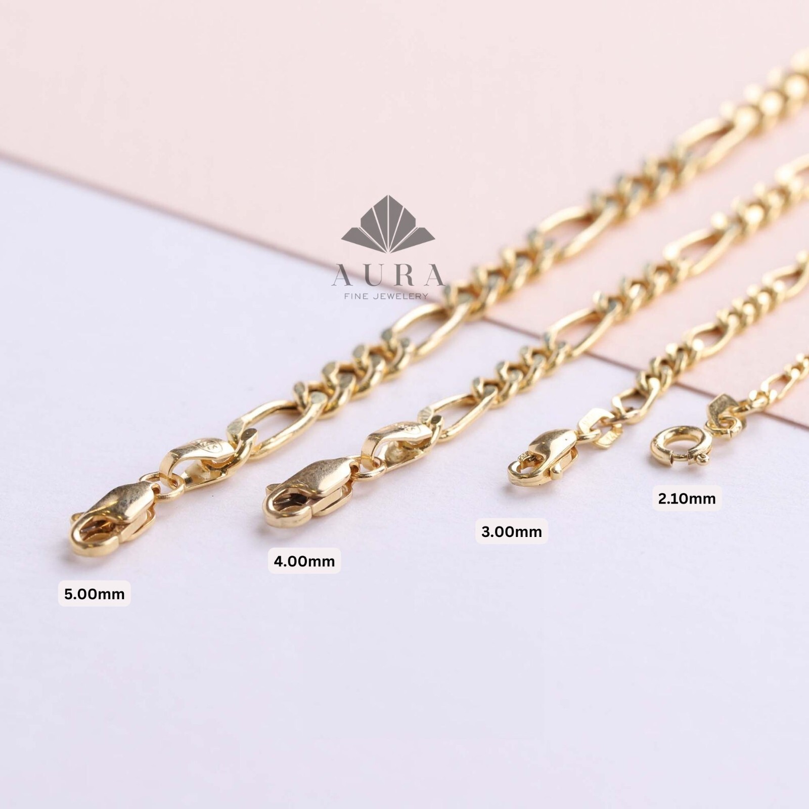 14K Gold Figaro Chain Bracelet, 2mm 3mm 4mm 5mm Thick Figaro Bracelet, Man Woman