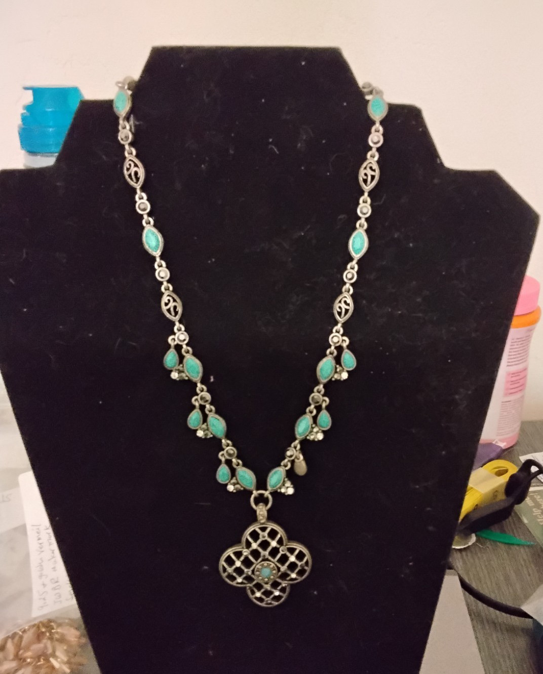 Faux Turquoise -antique Metal