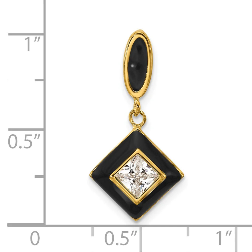 Sterling Silver Gold-Plated CZ Enamel Pendant