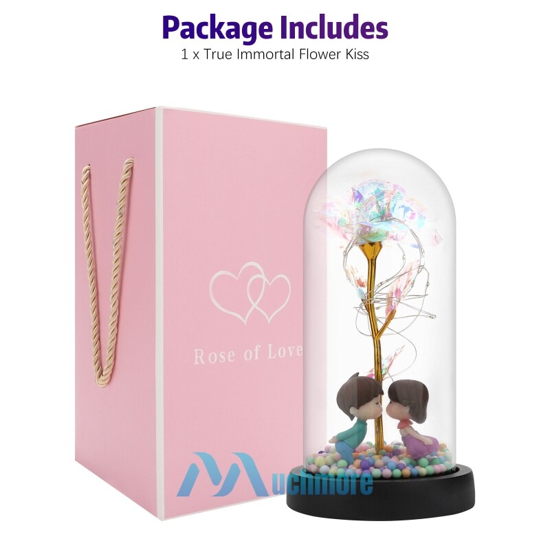Galaxy Rose Forever Flower in Dome Glass LED Light Valentine’S Day Birthday Gift