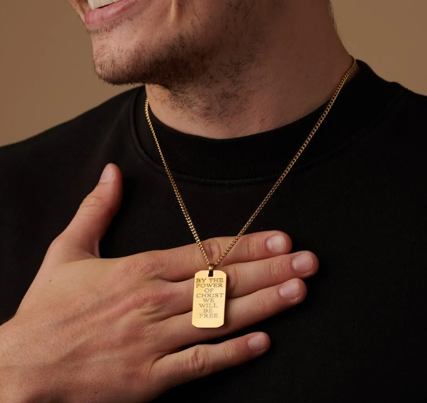 Personalised Engraved Men’s Necklace Army Dog Tag Any Text Birthday Anniversary