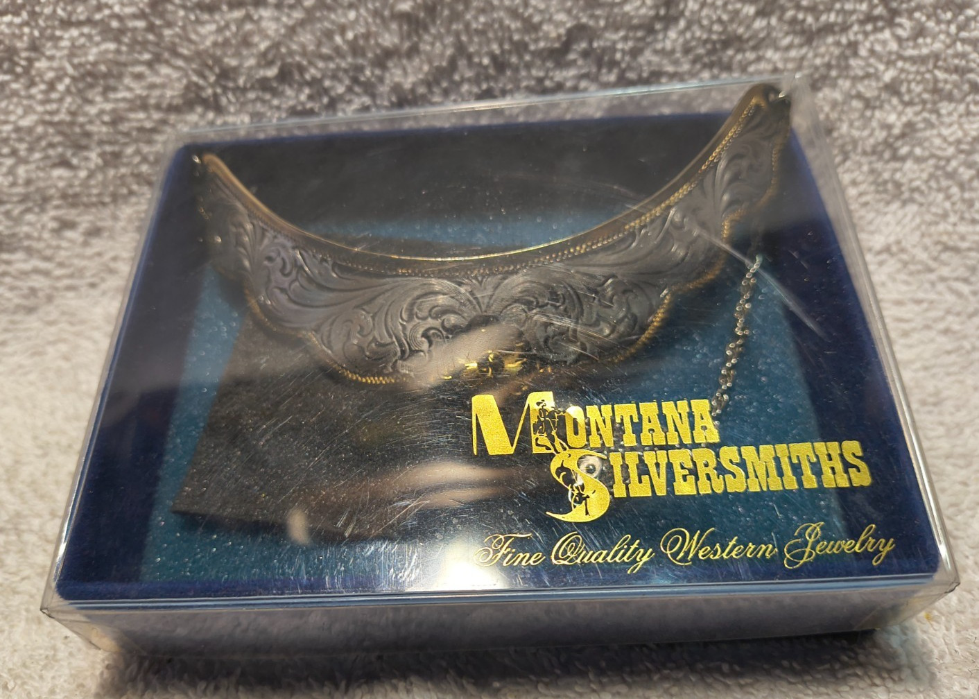 Montana Silversmiths Sterling Silver Plate Necklace Choker Flower Filigree + Box