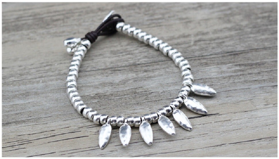 Handmade Uno STYLE De Único 50’s Leather Bracelet ROSE (B46)