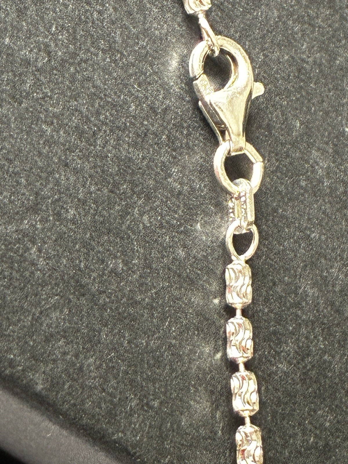 925 Sterling Silver Barrel Link Chain/ Rhodium finish 22” 1.8mm