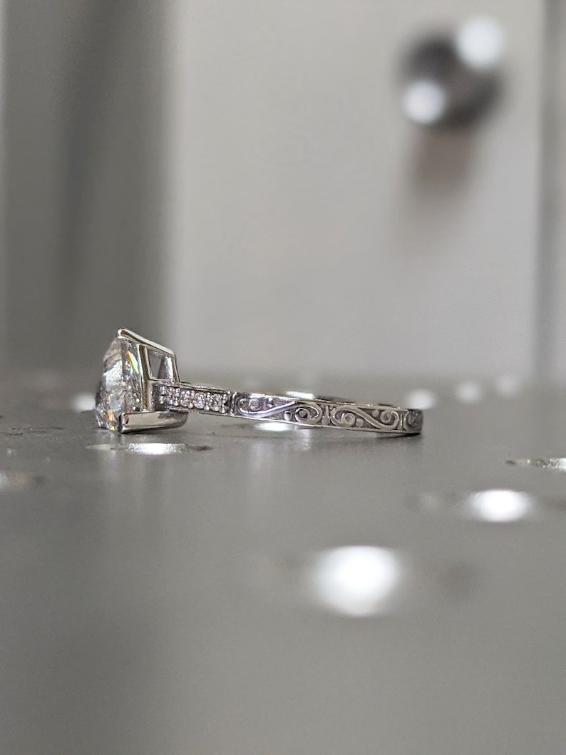 3.50Ct Trillion Cut Simulated Diamond Women Solitary Ring 14k White Gold Plated