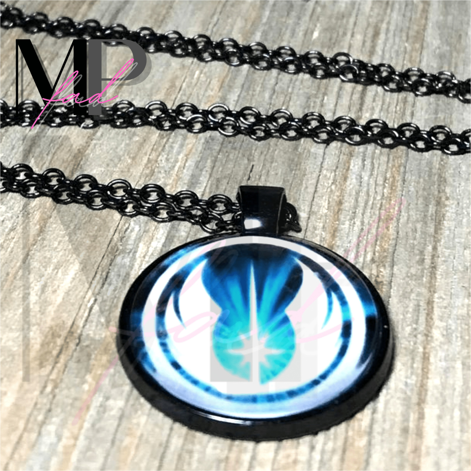 Star Wars Necklace Pendant Cabochon Jedi Black Bronze Silver Chain AURORABLUE