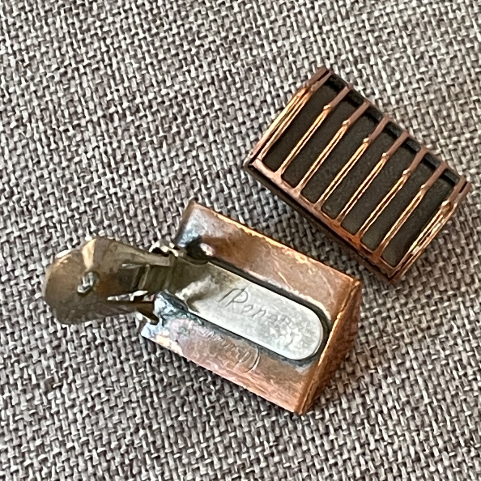 .75″ Pair of Mid Century Copper Renoir Signed Clip Earrings