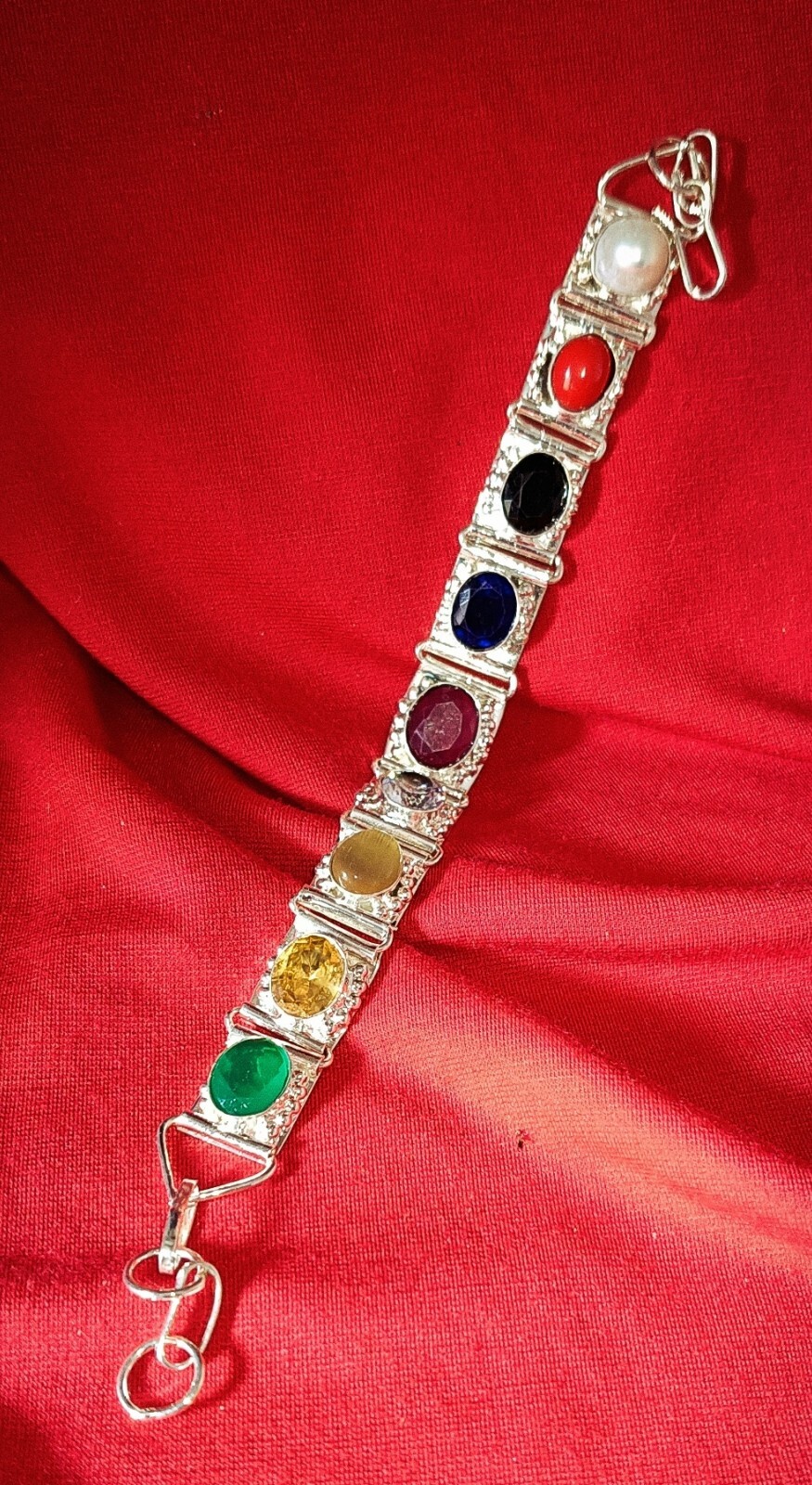 Navratan Bracelet Navratna Silver Chain Bracelets Birthstone Wristband Bracelet