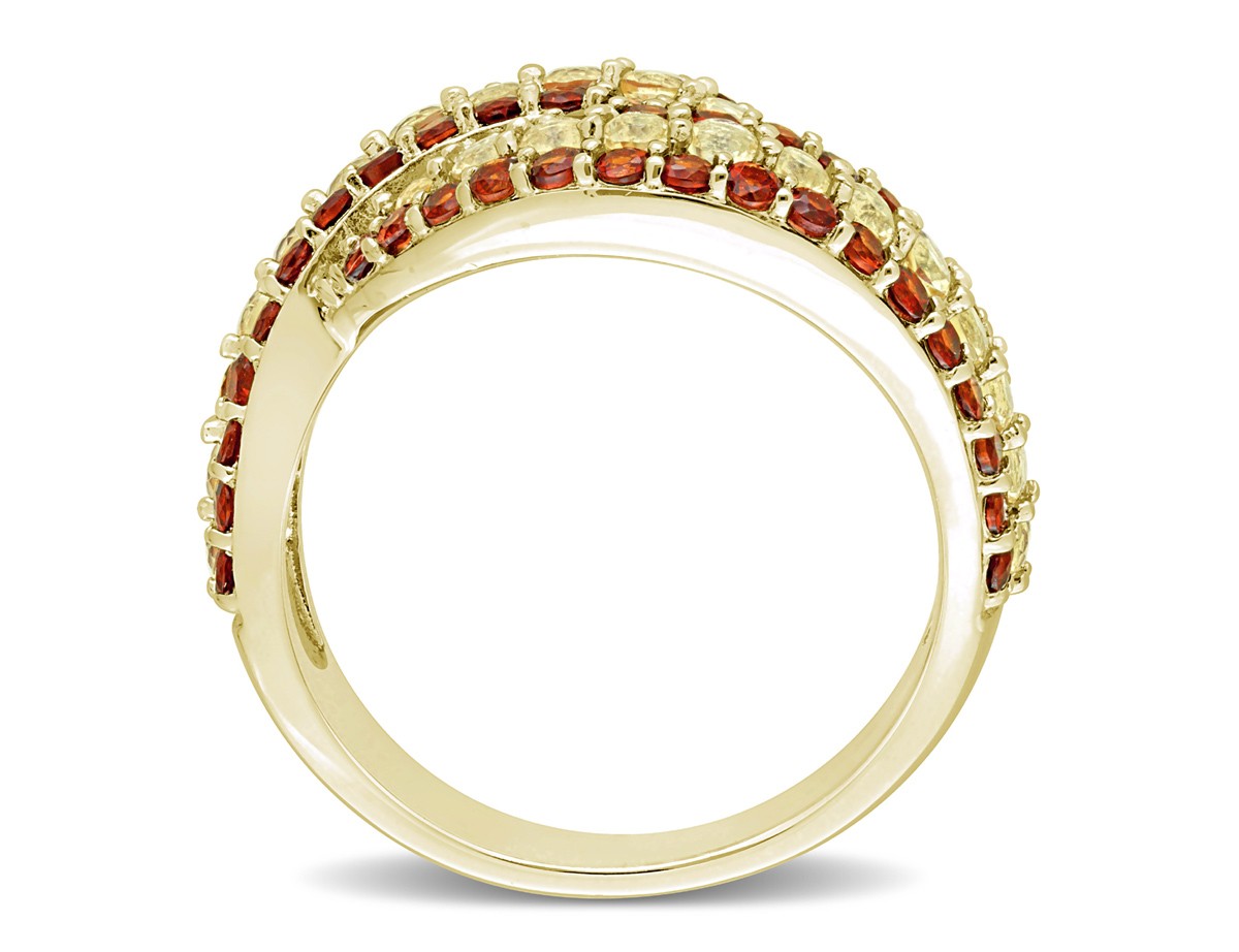 2.12 Carat (ctw) Citrine and Garnet Ring in Yellow Plated Sterling Silver