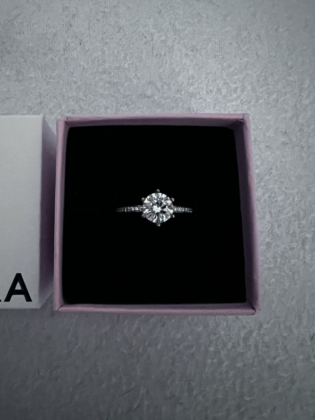 PANDORA Ring Size 4 Silver Round Clear Cubic Zirconia Solitaire Prong Band