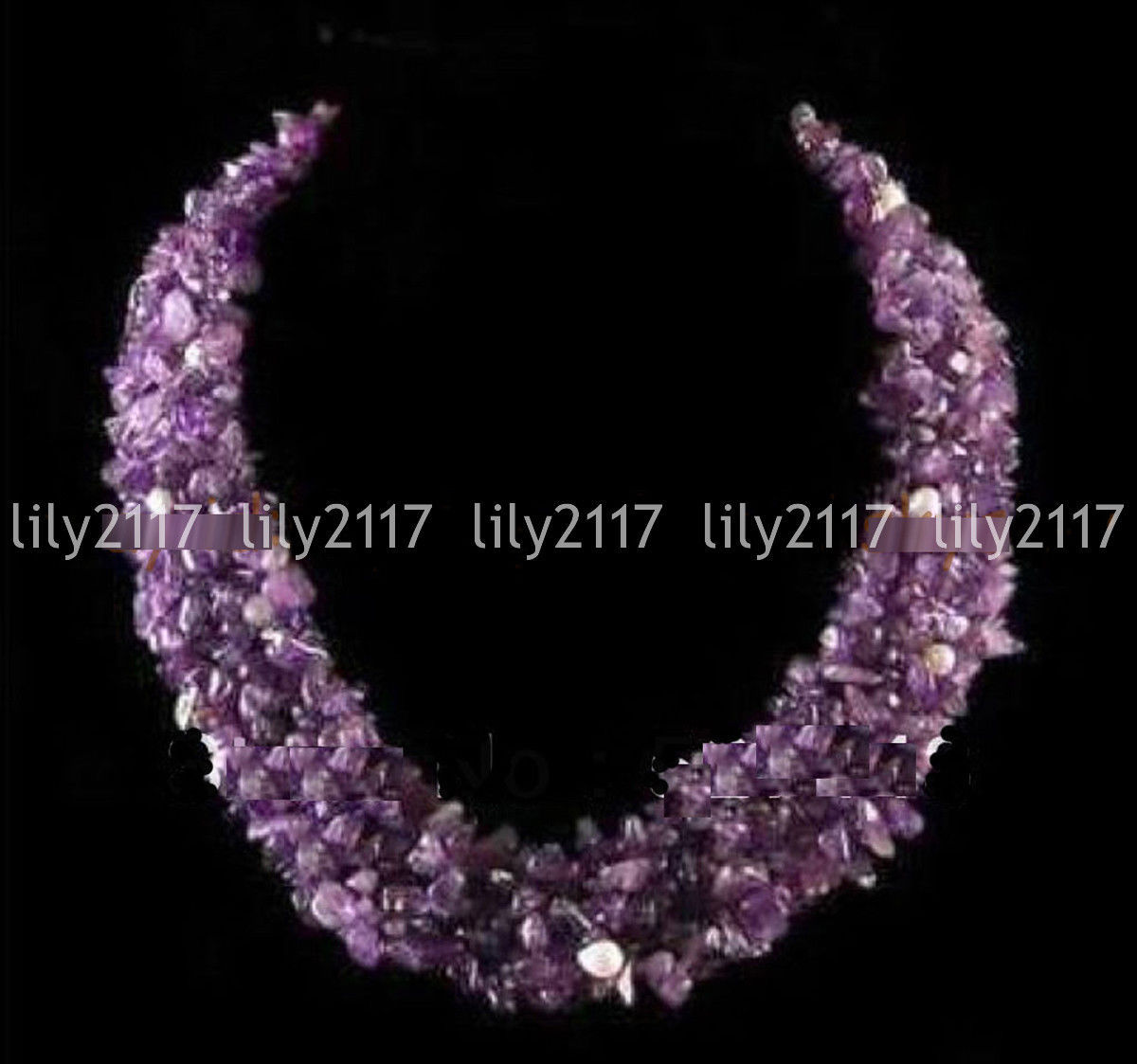 4 rows 4-7MM natural purple amethyst gravel crushed gemstone necklace 17-20“