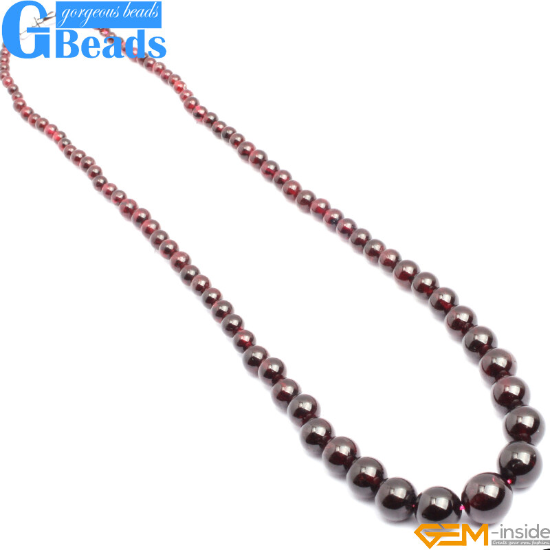 Handmade 6-16mm Graduated Gemstone Beaded Long Necklace 17-22 Inch Free Shipping