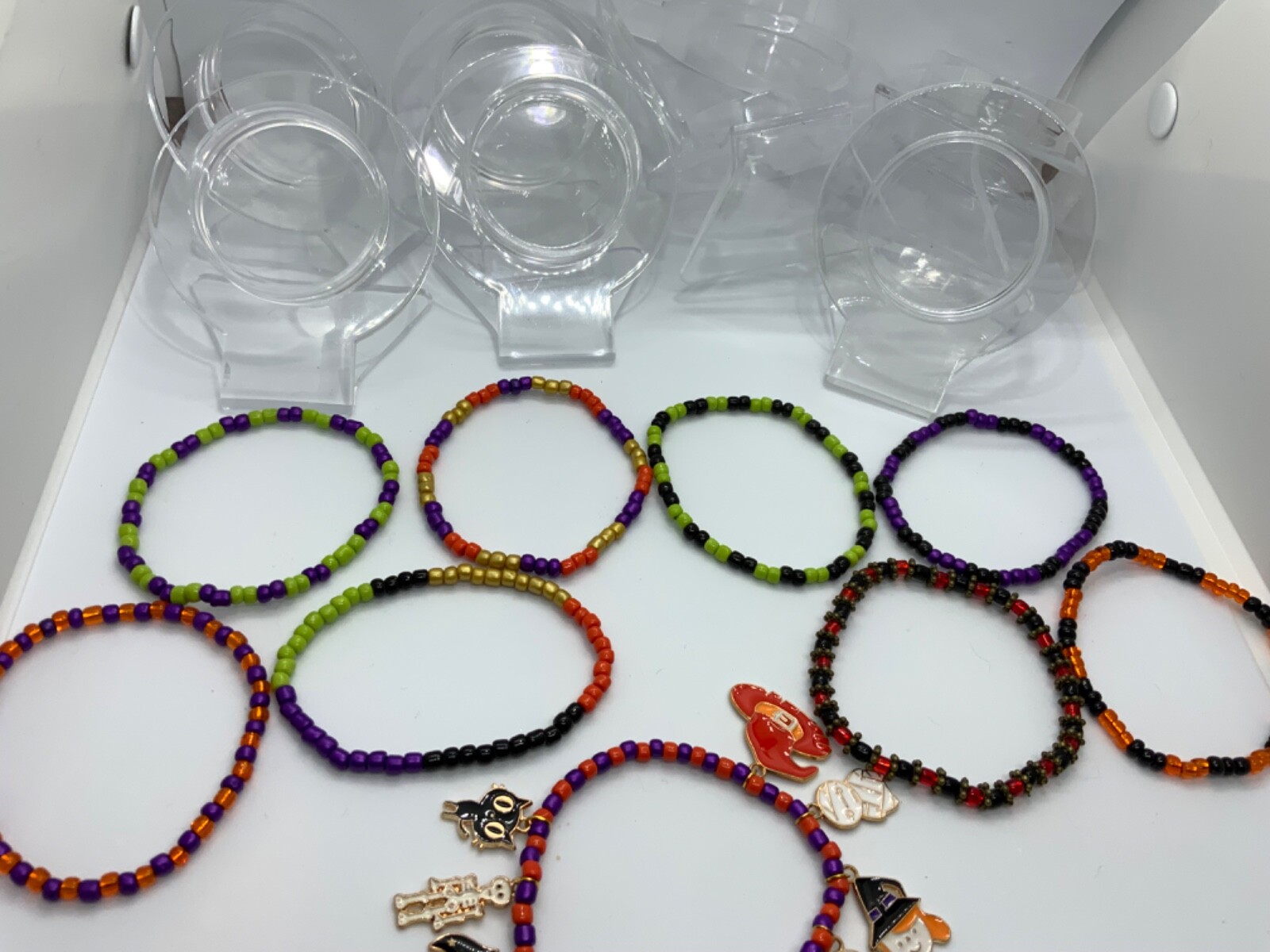 Lot of 9 Seed Bead Multi Color 2.5mm-3mm Glass Bracelets Jewelry Holiday