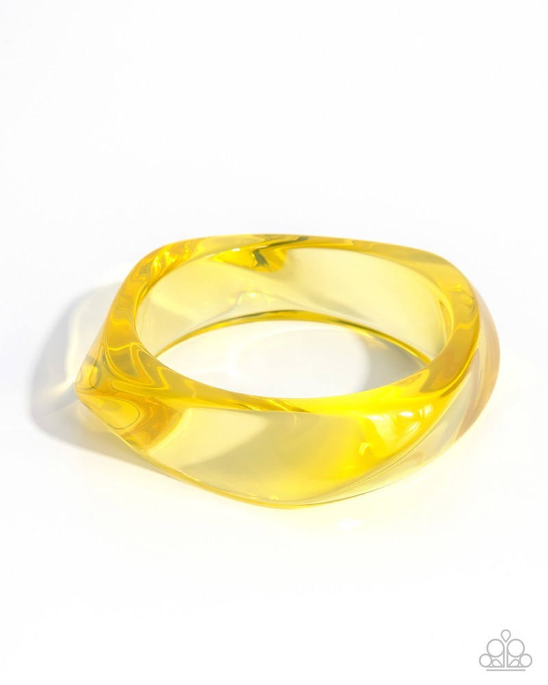 Paparazzi Affixed Allegro – Yellow – Glossy Transparency – Acrylic Bangle Bracel