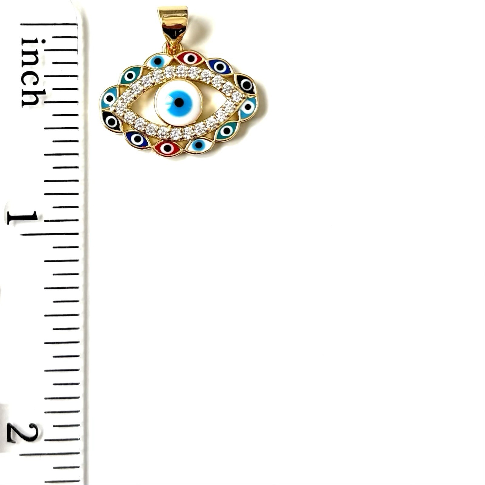 14k Gold Plated Evil Eye Necklace Pendant Mal De Ojo Collar Dije Oro Laminado