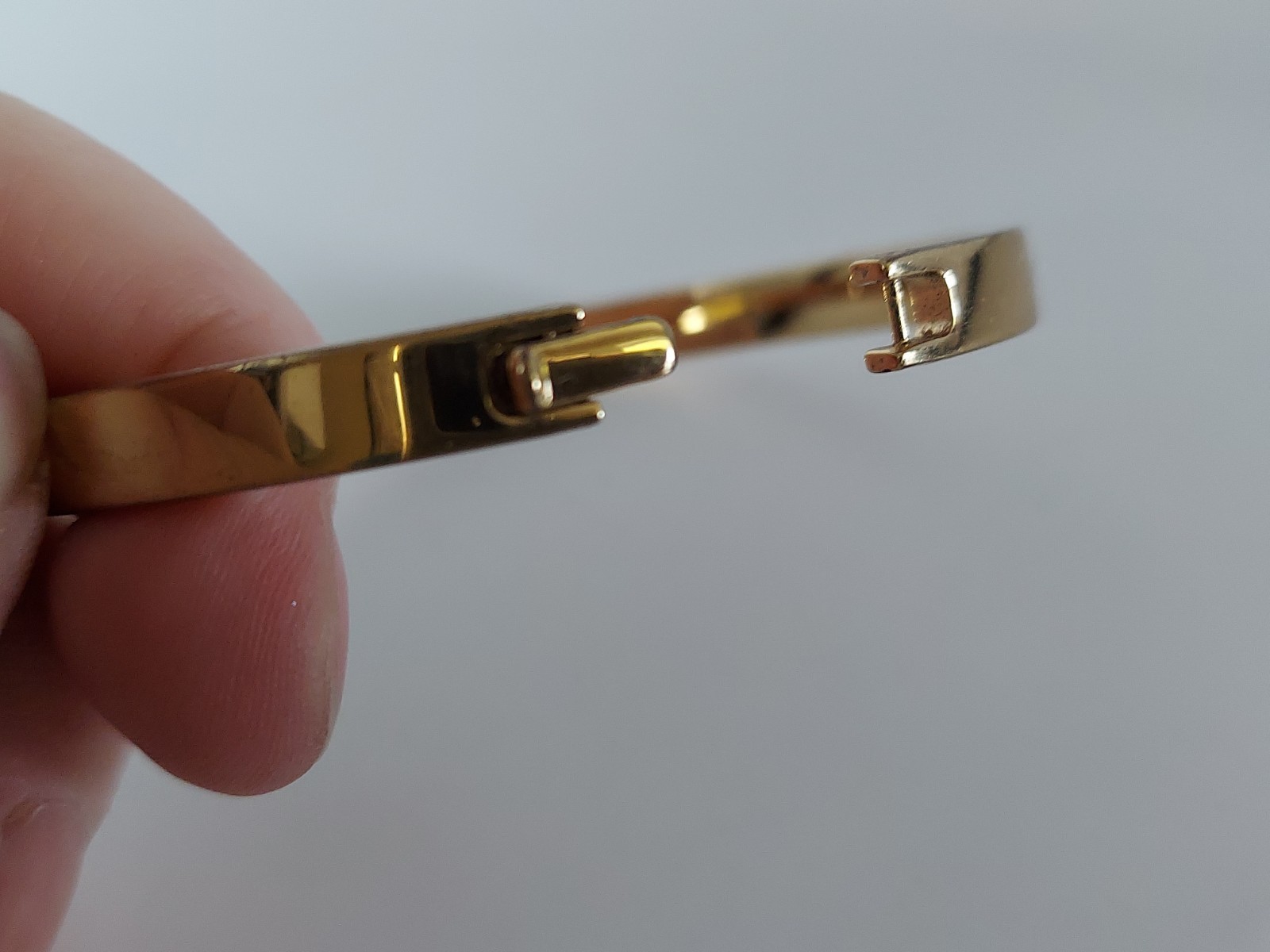 Authentic Coach Gold & Silver Branded Hinged Bangle Bracelet Size 6.75