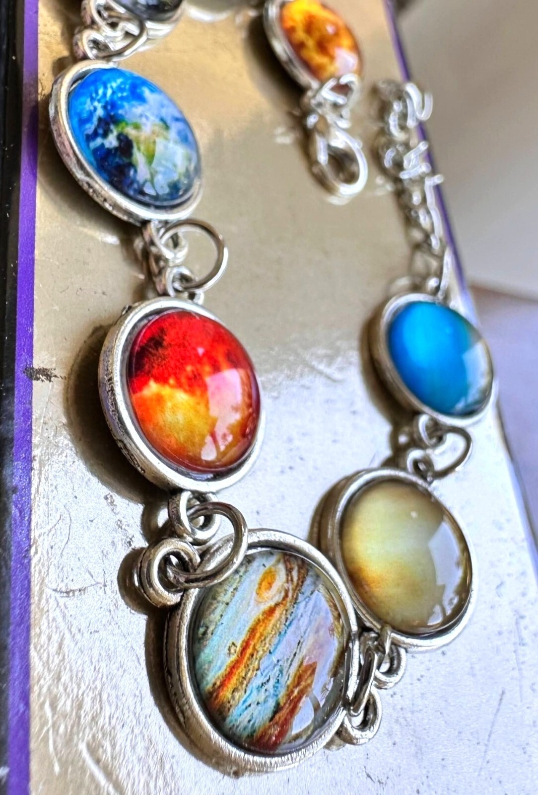 Solar System Bracelet New Planets Earth Universe Moon Sky Lobster Hook Closure