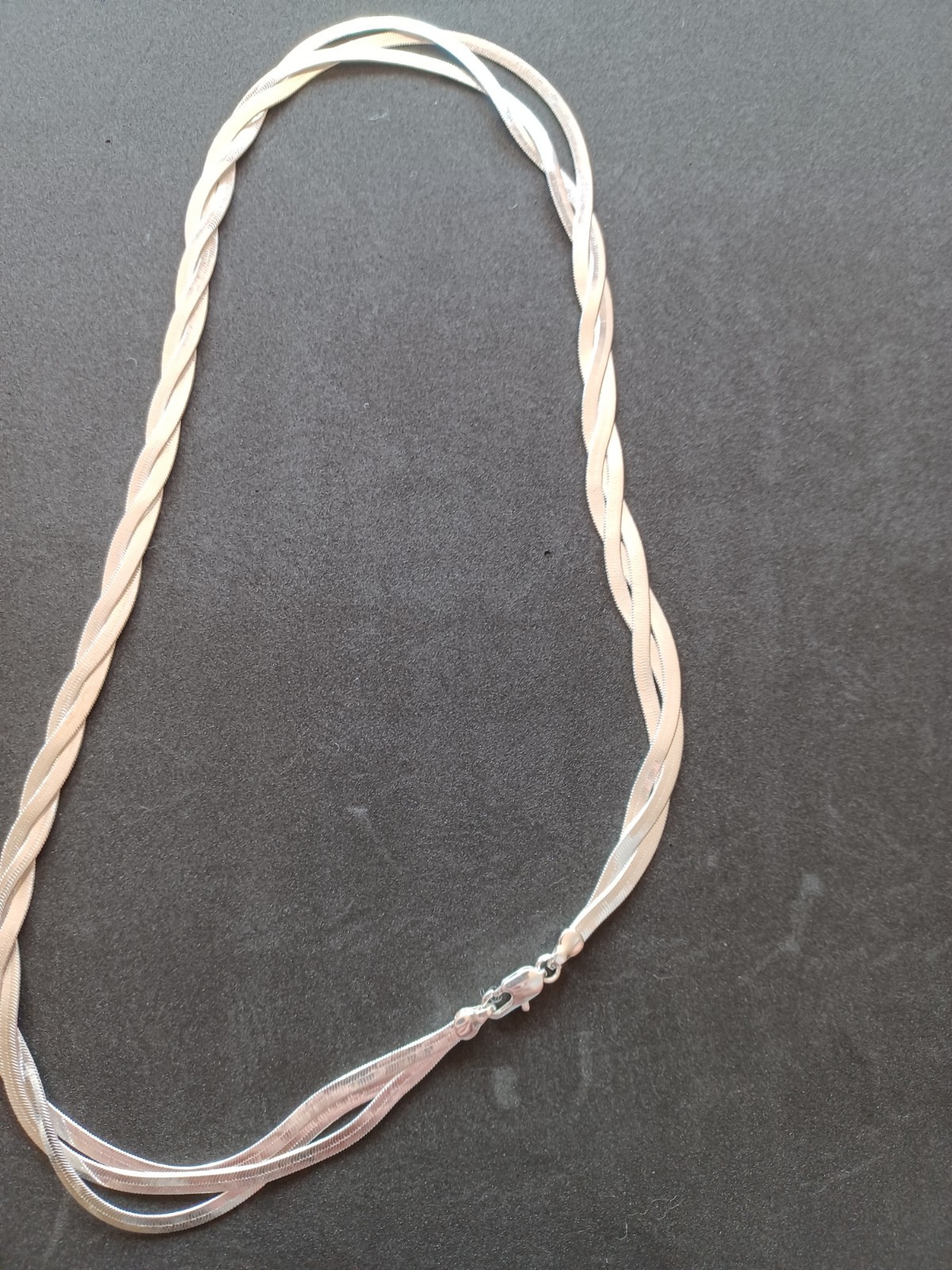 Vintage High-Shine Braided Herringbone Chain Necklace