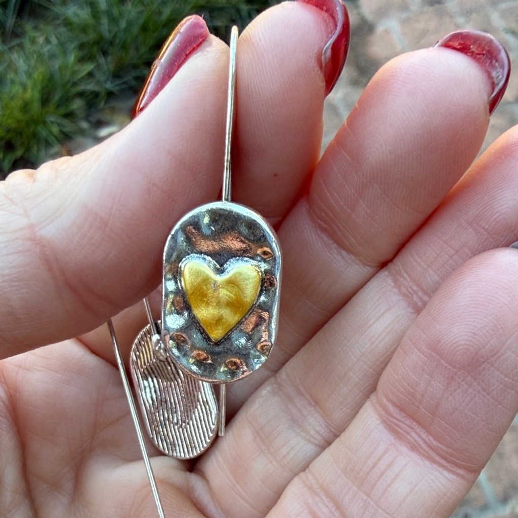 Source Unknown Silver and Gold Heart Earrings