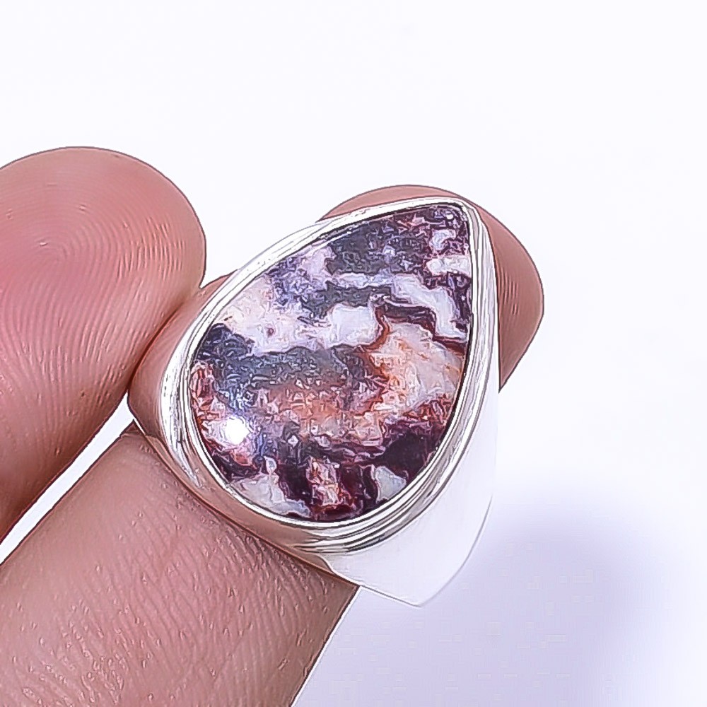 Laguna Lace Agate – Mexico 925 Sterling Silver Ring S.9 R9128551, Christmas Gift