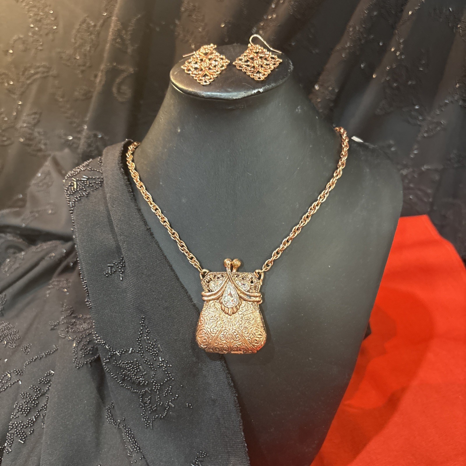 Coin Purse Necklace And Earrings