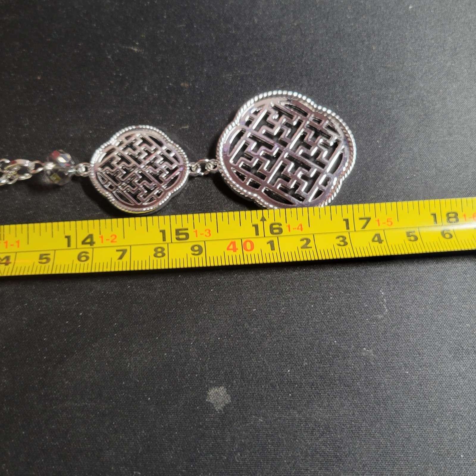 Cracker Barrel Ornate Silver Double Pendant 17″ Long Chain Necklace #N244 NWT