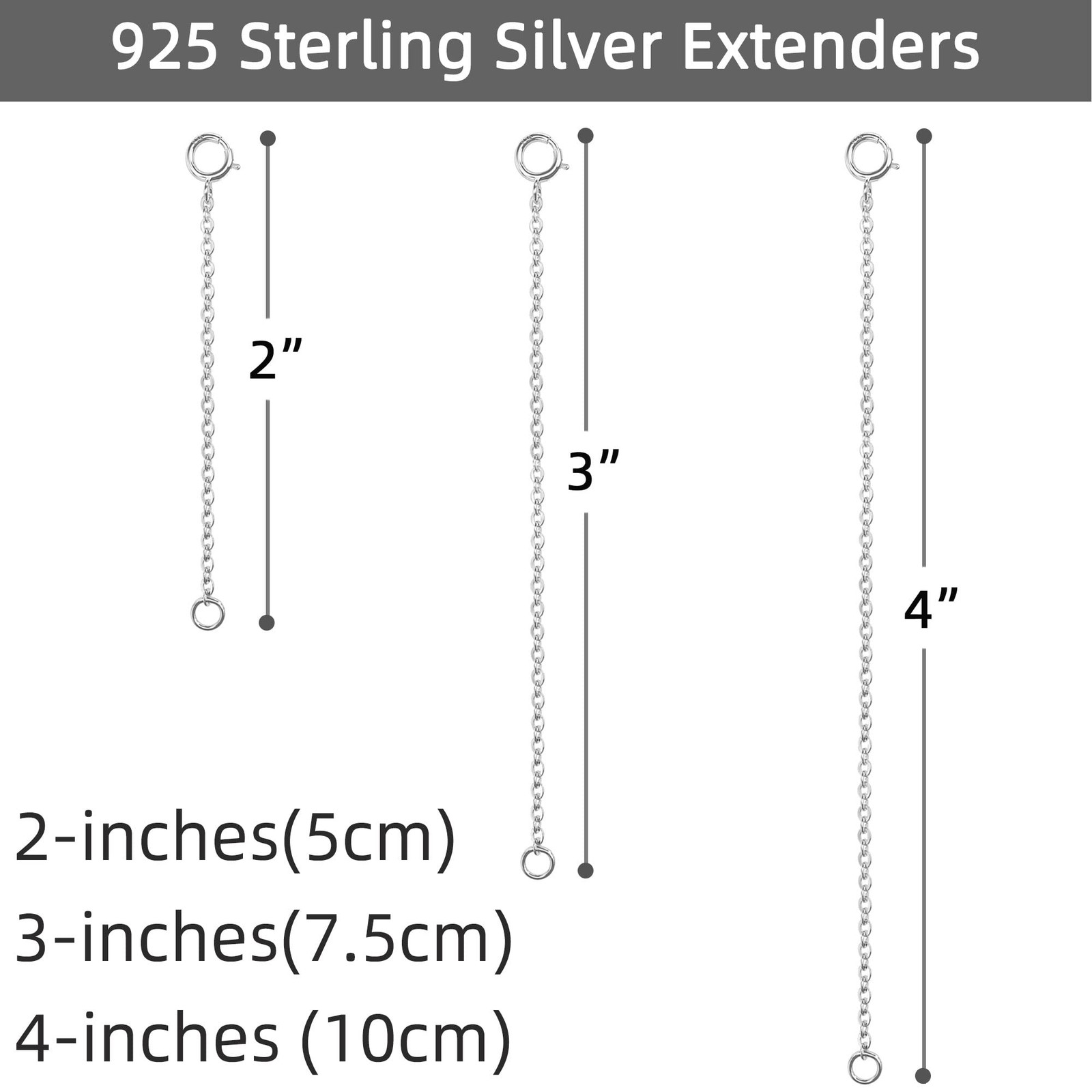 925 Sterling Silver Necklace Extender Sterling Silver Necklace Chain Extender…