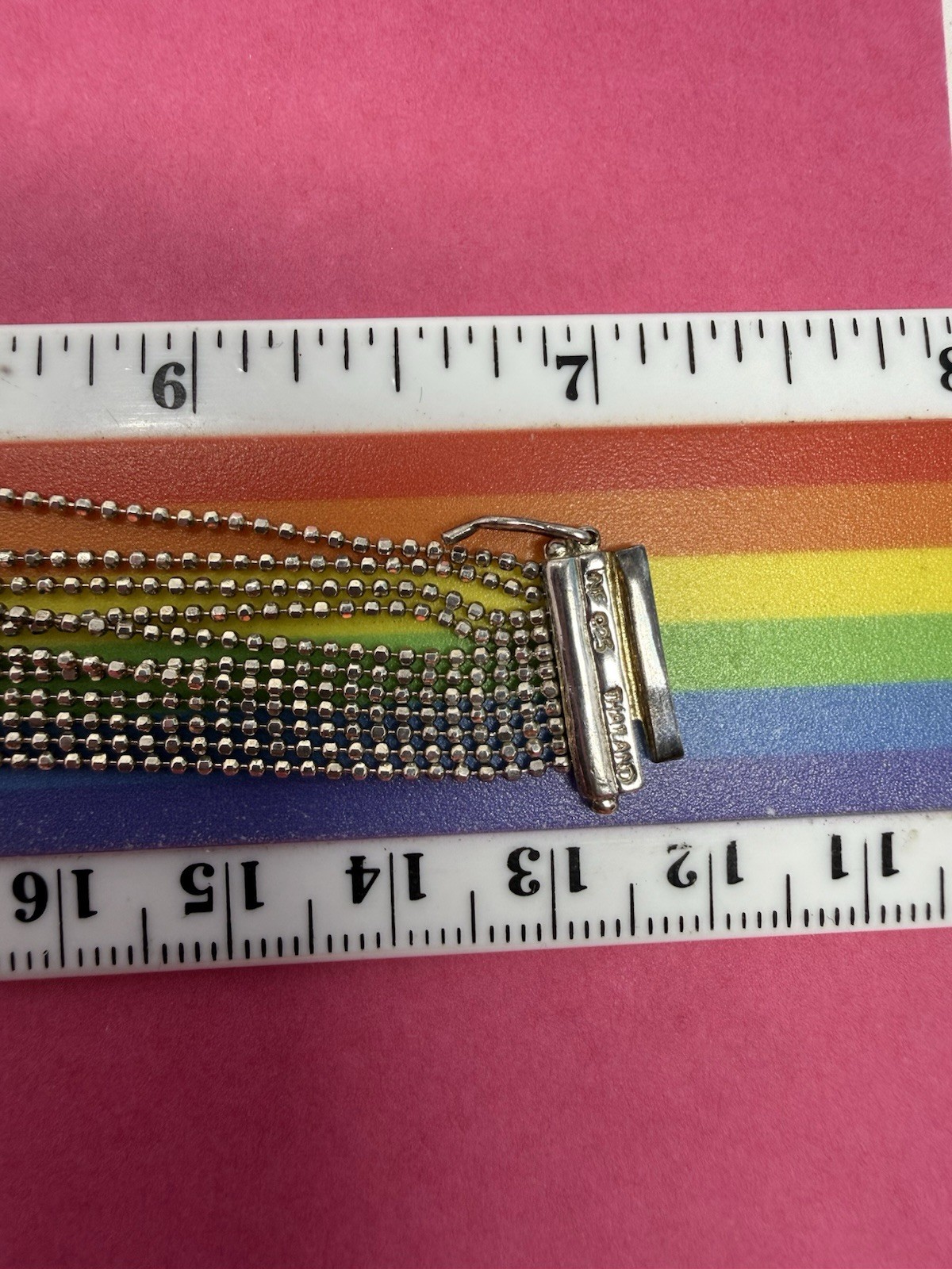 Sterling Silver 925 Multi-Strand Beaded Chain Bracelet Slide Clasp Vintage 10.9g