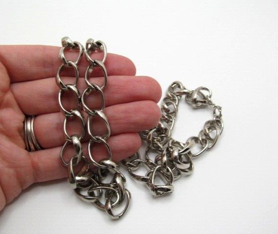 Silver Tone Thick Heavy 12mm Wide Chain Link Twist Necklace 30 Inch