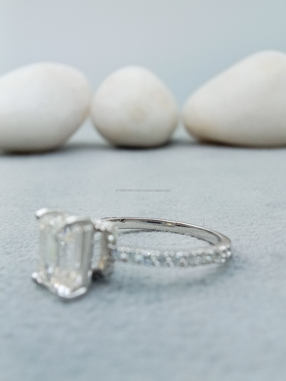 2Ct emerald Cut lab grown Eternity Band Wedding Ring 14K white Gold Plated
