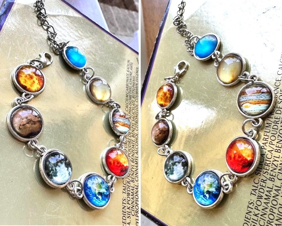 Solar System Bracelet New Planets Earth Universe Moon Sky Lobster Hook Closure
