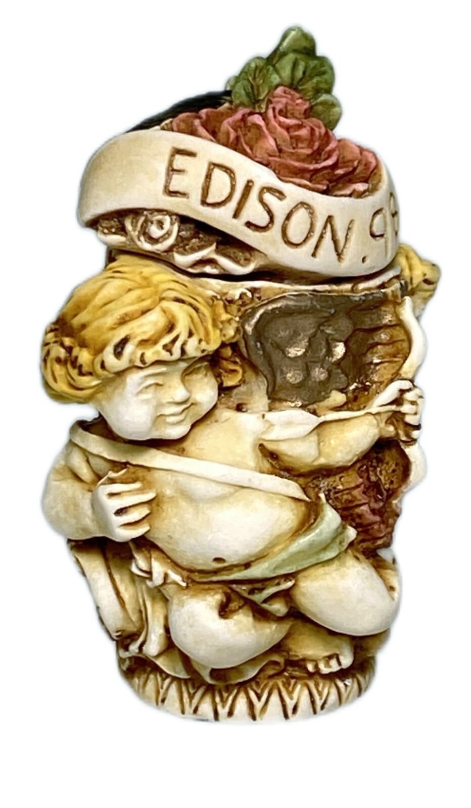 Harmony Kingdom Edison Cupid Angels Pendant Necklace Mini Trinket Box Signed