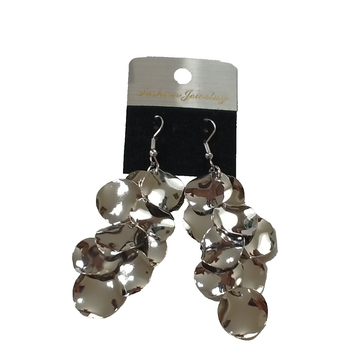 Evening Dangle Metal Round Brass Plated Fish Hook Earrings Fashion Jewelry