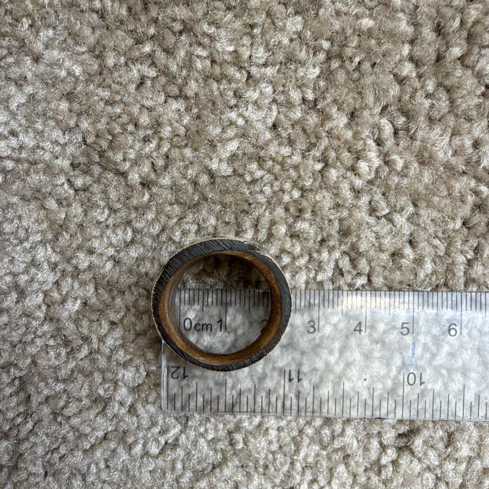 Wood Peace Sign Band Ring Brown & White Size 11 18mm Wide No Stone