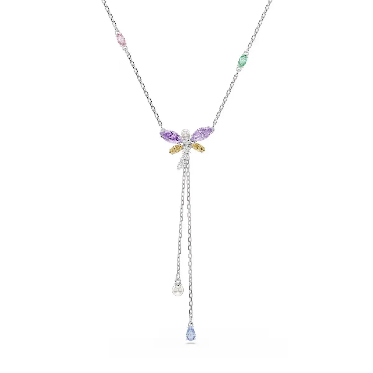 Swarovski Ariana Grande Y Necklace Dragonfly, Multicolor,Rhodium plated