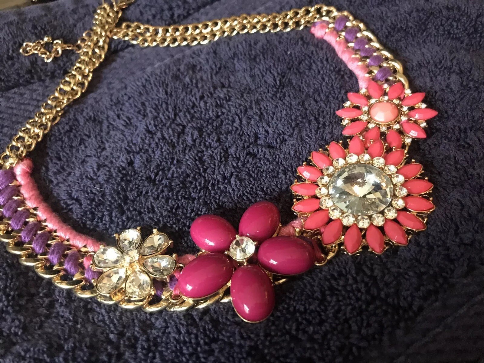 BOLD BOHO FLOWERS Statement Necklace Approx 20” Must See!