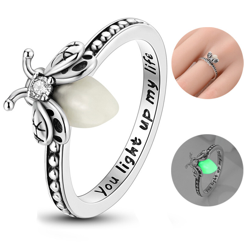 MULA Original Luminous Golden Firefly Ring CZ Women Jewelry 925 Sterling Silver