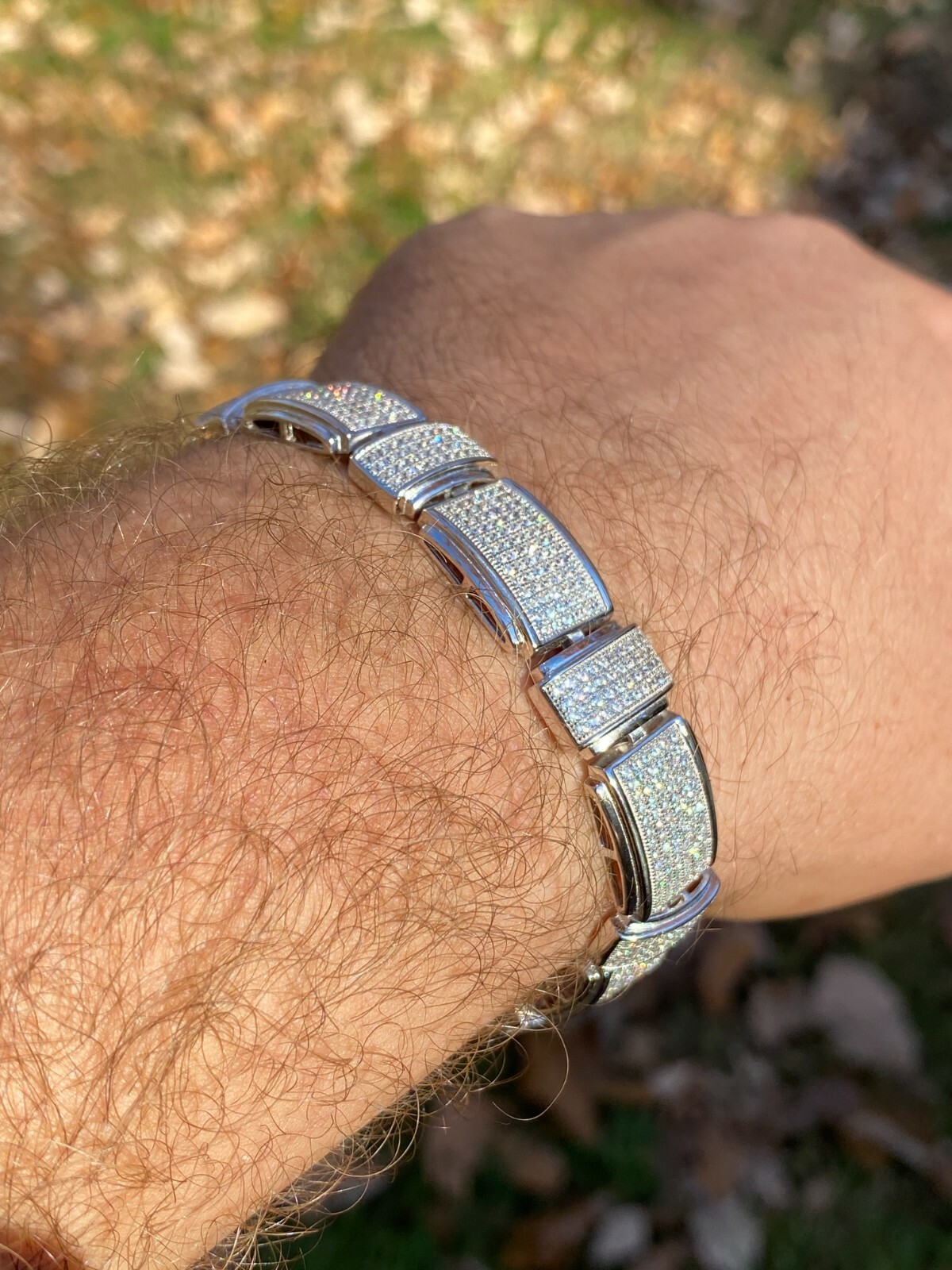 Mens Real Solid 925 Sterling Silver CZ HipHop Custom Flooded Out Bracelet 12mm