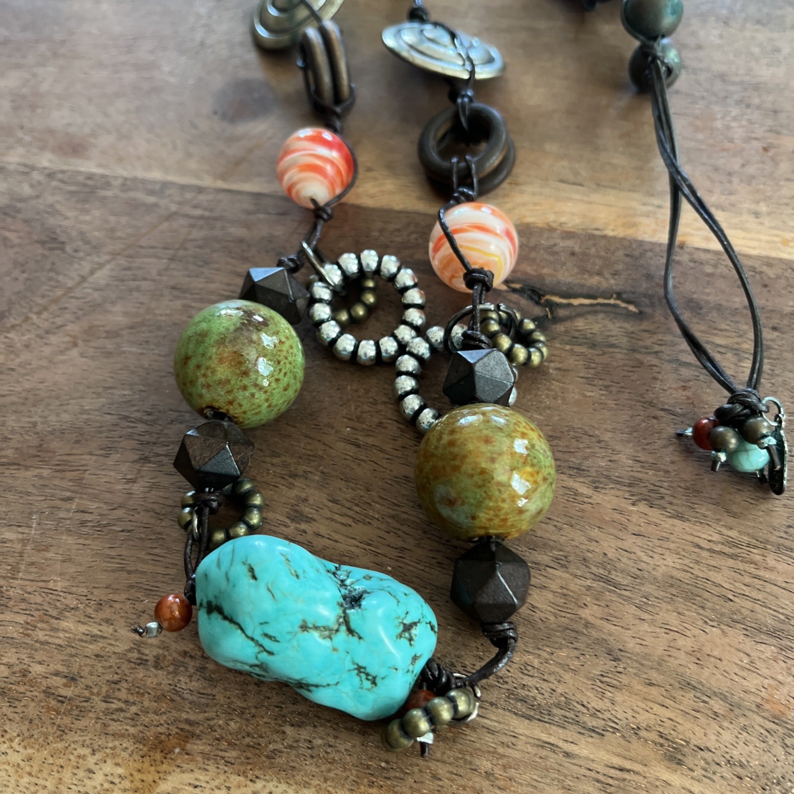 Treska Wooden, Plastic, Glass, MOP, Wooden, And Metal Bead Necklace