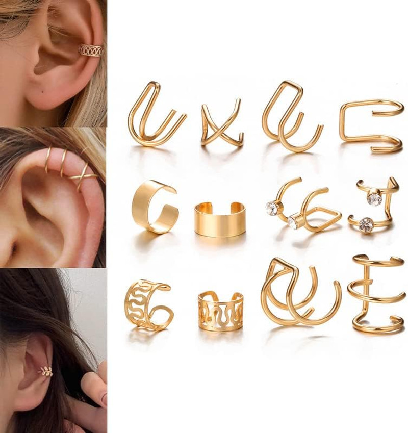 35 PCS Gold Silver Adjustable Ear Cuffs Earrings for Women Non-Piercing Cartilag
