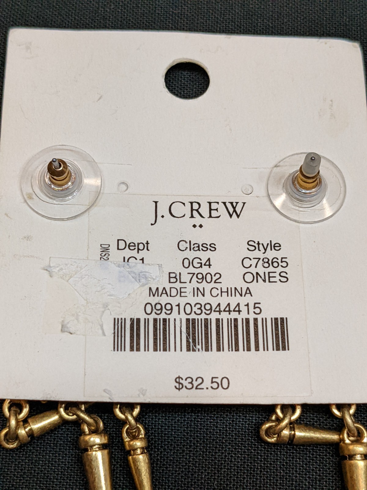 J.Crew Statement Earrings Blue Pink Crystal Spike Dangle Gold Tone C7865 NWT