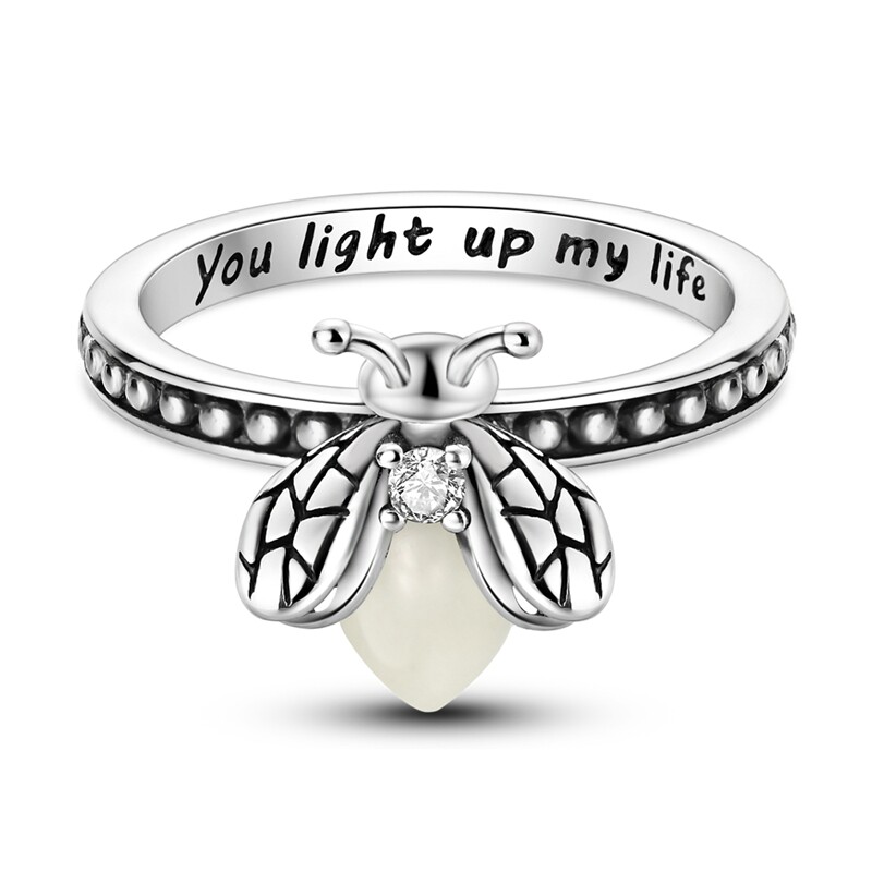 MULA Original Luminous Golden Firefly Ring CZ Women Jewelry 925 Sterling Silver