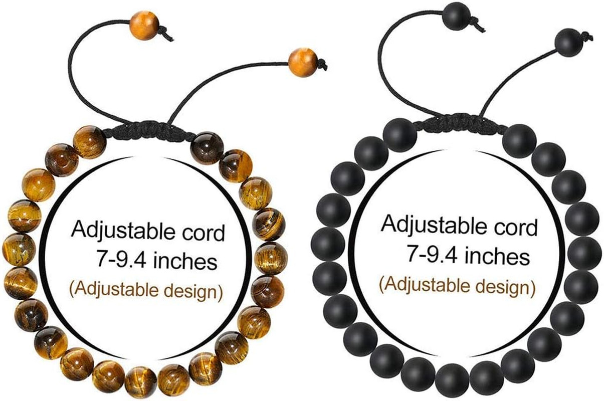 M MOOHAM Beaded Bracelets for Mens Gifts – Natural Stone 8Mm Tiger Eye Matte Aga
