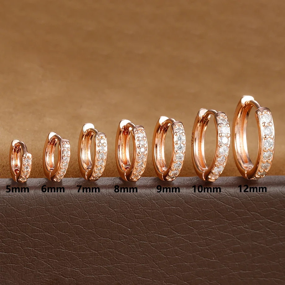 1 Pc Stainless Steel Hoop Earrings Women Round Crystal Minimal Daily Jewelry.