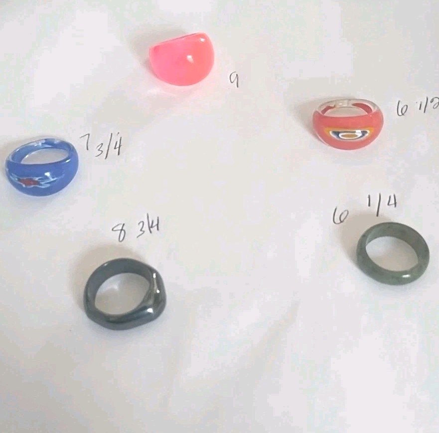 Rings Lot Of Five Various Materials