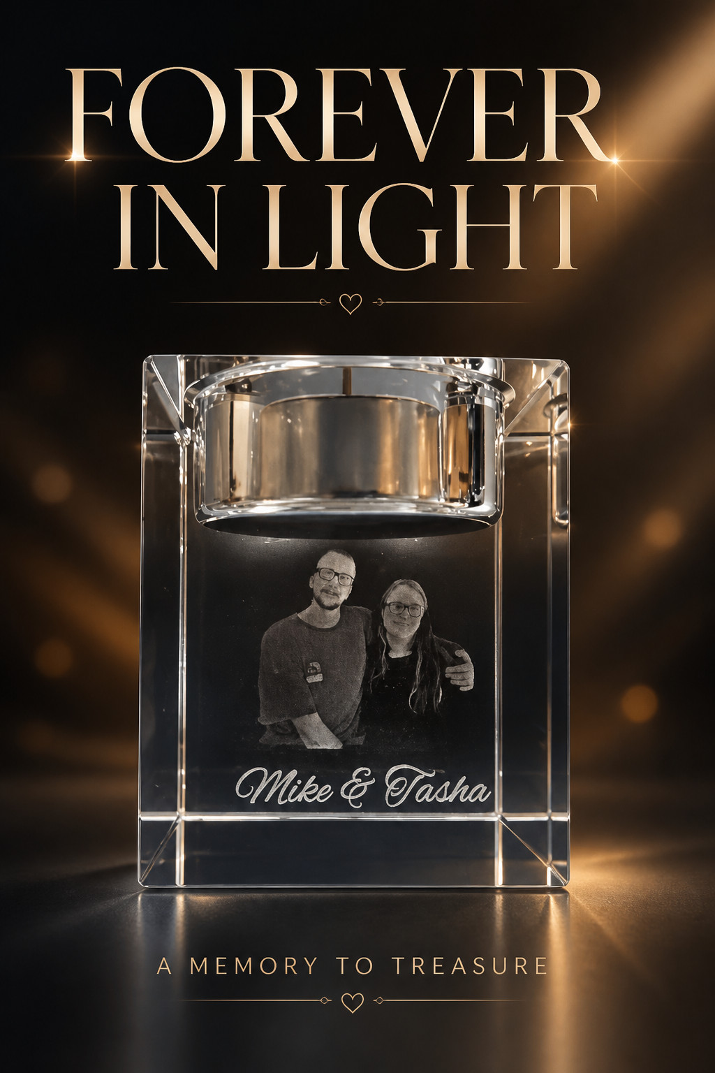 personalized 3D engraved with your photo comes with LED light base