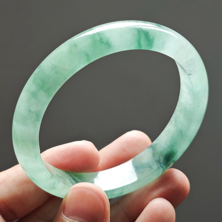 62mm Burma Natural Ice Green Jadeite Bracelet Emerald Jade Bracelet Bangle 4025